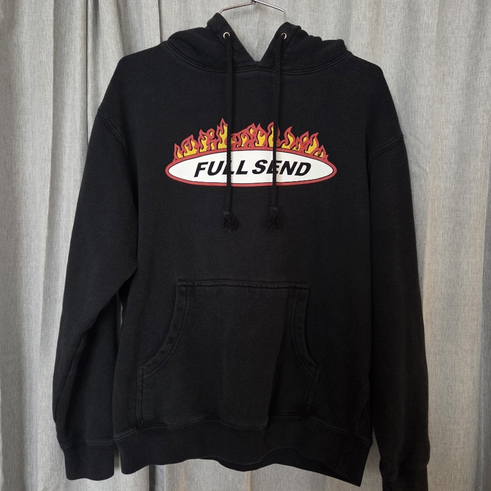 Full Send Black‎ Hoodie with Flame Logo